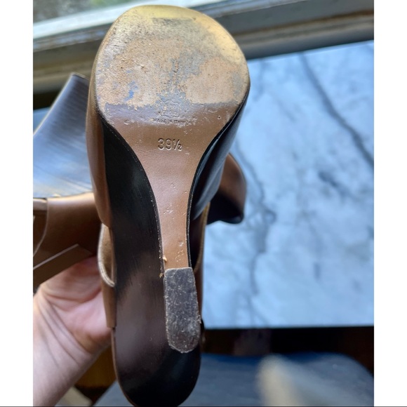 MARNI smooth tan leather wrapped platform heels - Picture 9 of 9